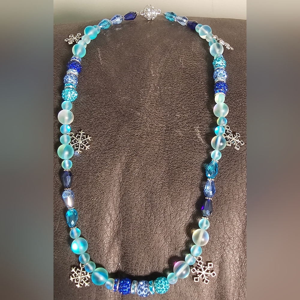 Blue snowflake necklace.  Very blingy with magnetic clasp.